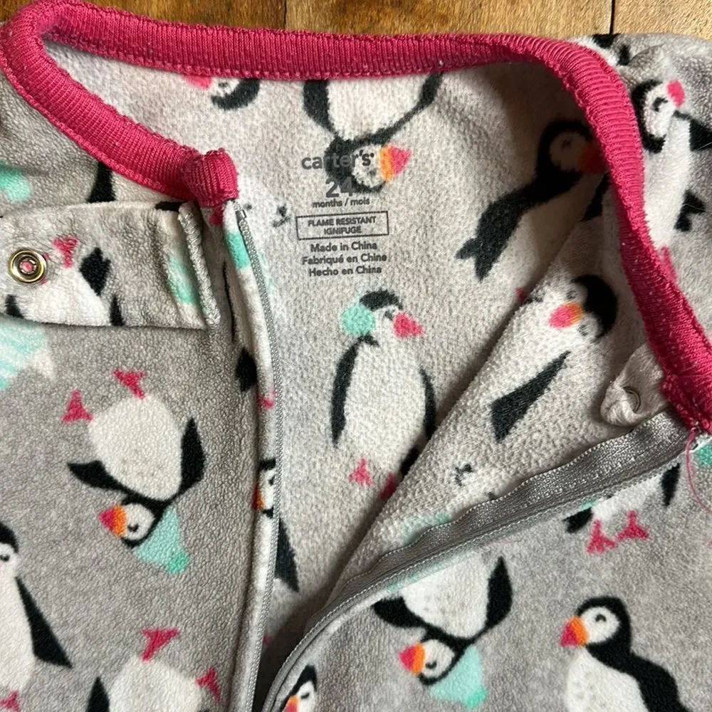 Carters fleece pajamas size 24 mos bundle 2 pairs bundle zip up unicorn bears